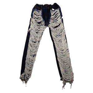 Valabasas Play Destroyed Fringe Cuff Jeans Boys 14 Stretch Adjustable Grunge